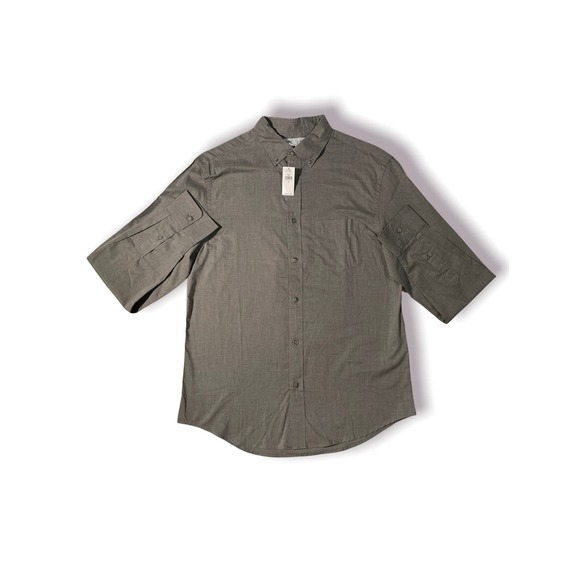 *NEW* Men's Grey Medium Old Navy Slim-Fit Long-Sleeve Button-Down/Up Shirt - Picture 1 of 2
